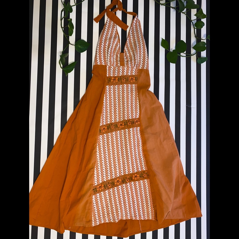 Vintage Burnt Orange Skirted dress
